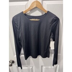 Pink Rose Silky Knit Top Size Large Long Sleeve Scoop Neck Double Layer NWT